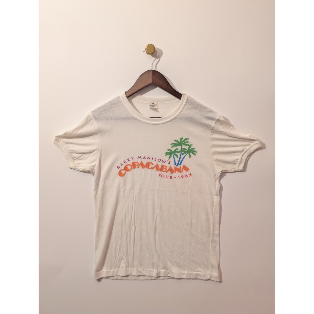 VTG Incredible T-Shirt Barry Manilow Copacabana 1985 Tour Tee M White 80s